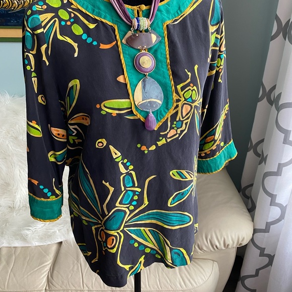 Vintage Bob Mackie wearable art dragonfly tunic, size small - Picture 2 of 12